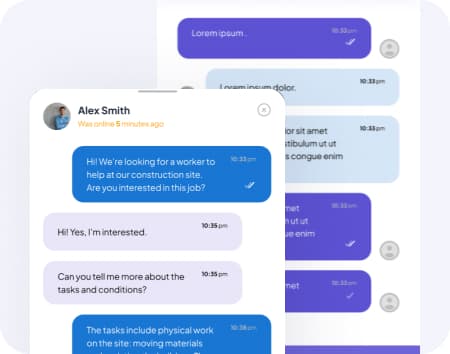 In-app chat between employer and worker.